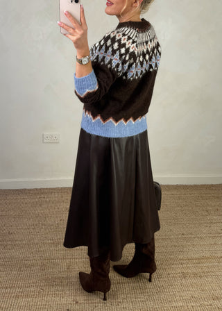 Whistler fair isle knit - chocolate-The Style Attic