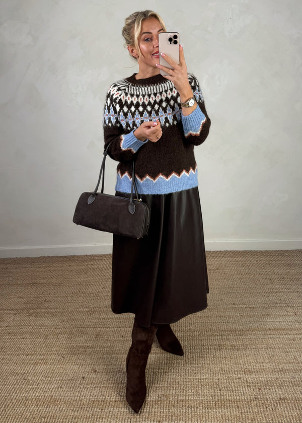 Whistler fair isle knit - chocolate-The Style Attic