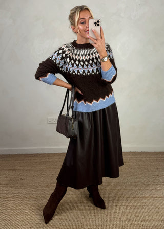 Whistler fair isle knit - chocolate-The Style Attic