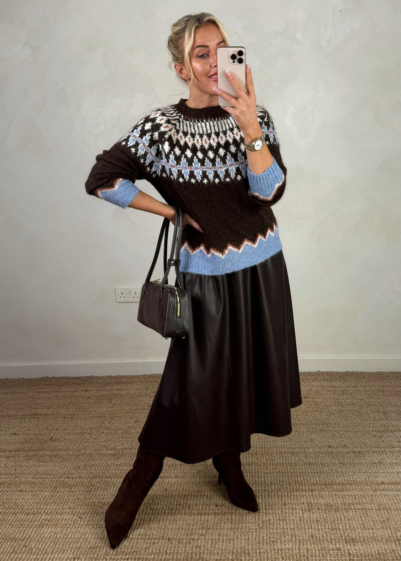 Whistler fair isle knit - chocolate-The Style Attic