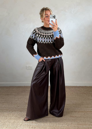 Whistler fair isle knit - chocolate-The Style Attic