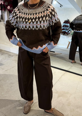 Whistler fair isle knit - chocolate-The Style Attic