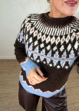 Whistler fair isle knit - chocolate-The Style Attic