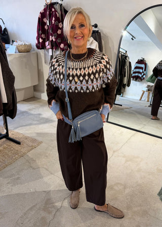 Whistler fair isle knit - chocolate-The Style Attic