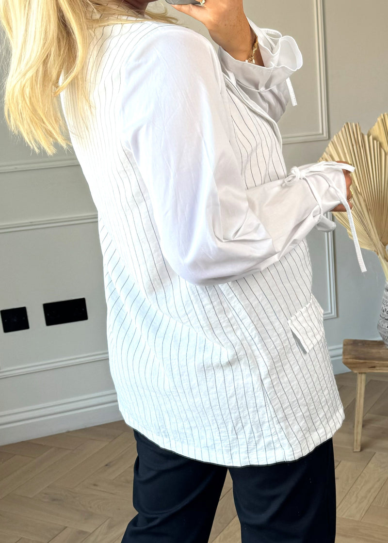 Willis shirt Blazer - cream pinstripe-The Style Attic