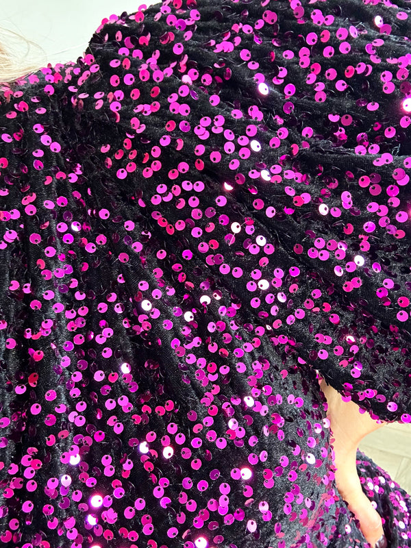 Willow Velvet Sequin Midi Dress - purple-The Style Attic