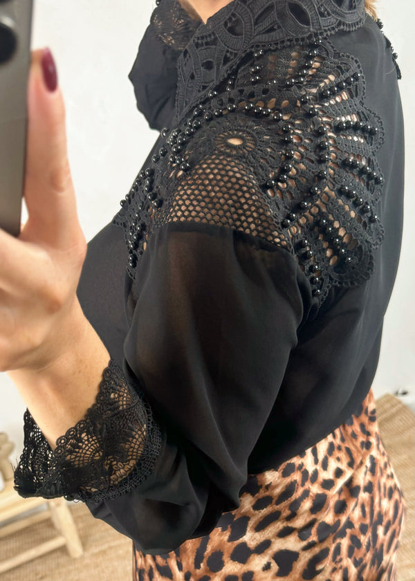 Windsor Embellished blouse - black-The Style Attic