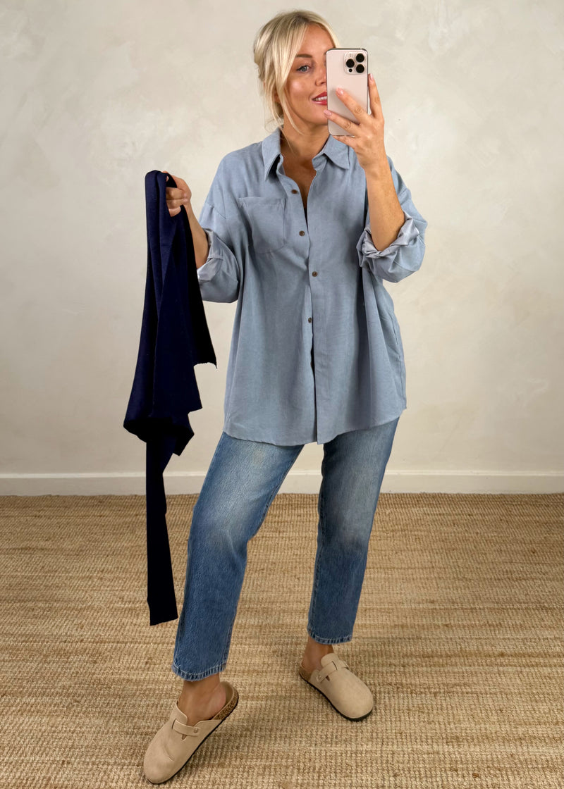 Windsor double shirt knit - cornflower-The Style Attic