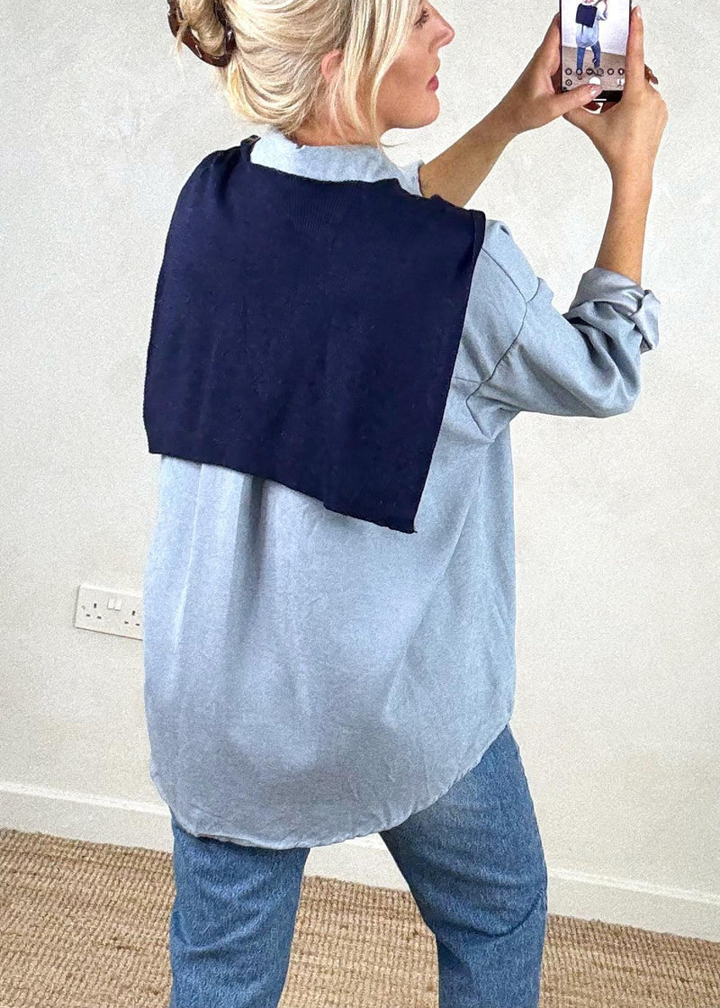 Windsor double shirt knit - cornflower-The Style Attic