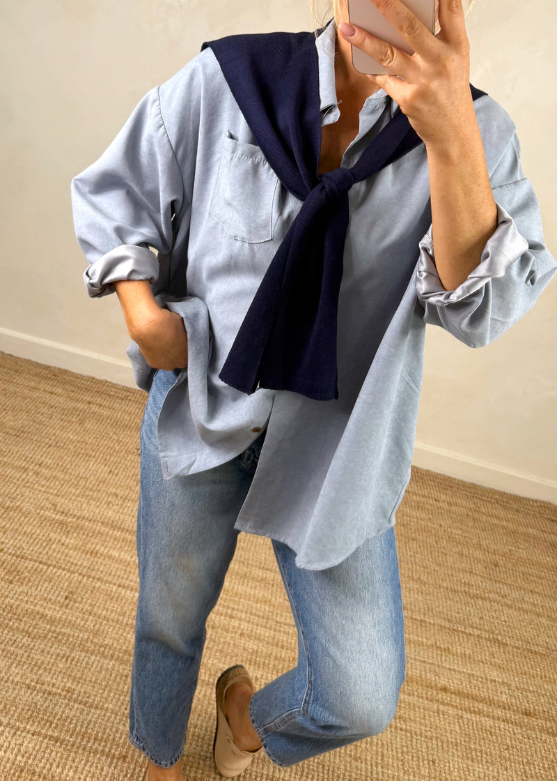 Windsor double shirt knit - cornflower-The Style Attic