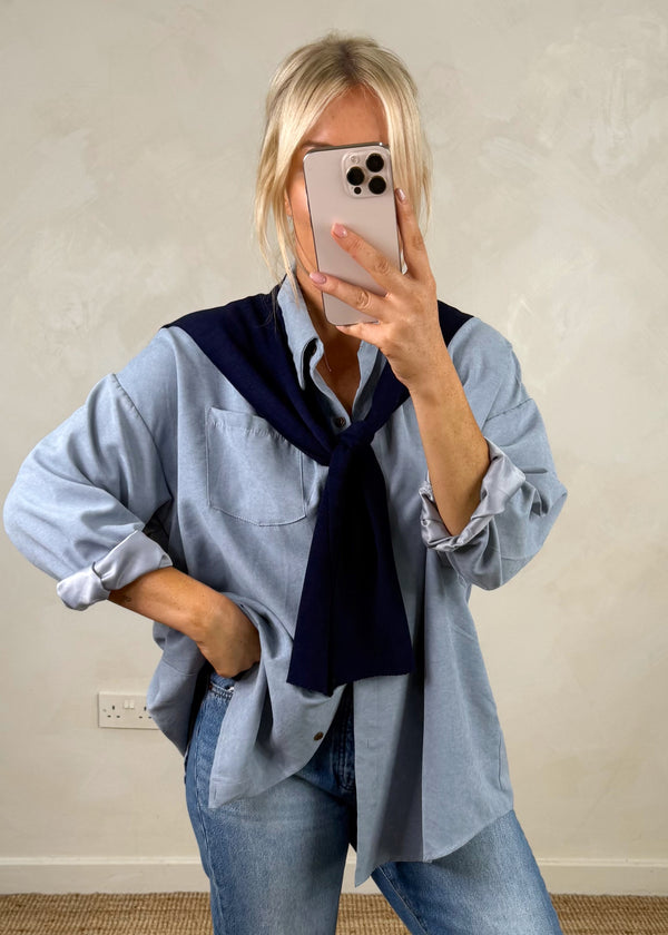 Windsor double shirt knit - cornflower-The Style Attic