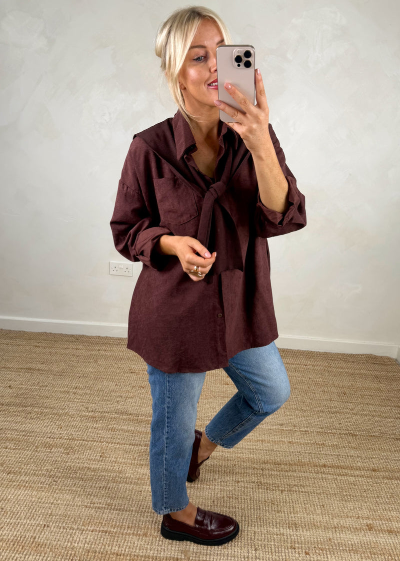 Windsor double shirt knit - damson-The Style Attic
