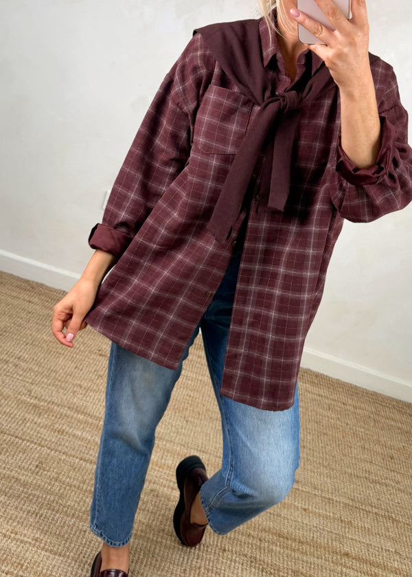 Windsor double shirt knit - damson plaid-The Style Attic