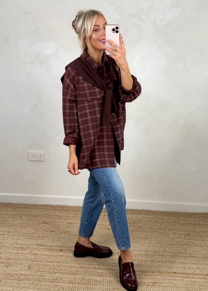 Windsor double shirt knit - damson plaid-The Style Attic