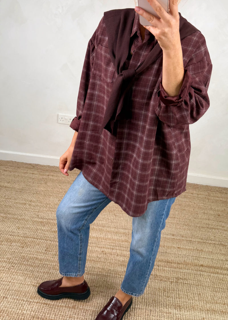Windsor double shirt knit - damson plaid-The Style Attic