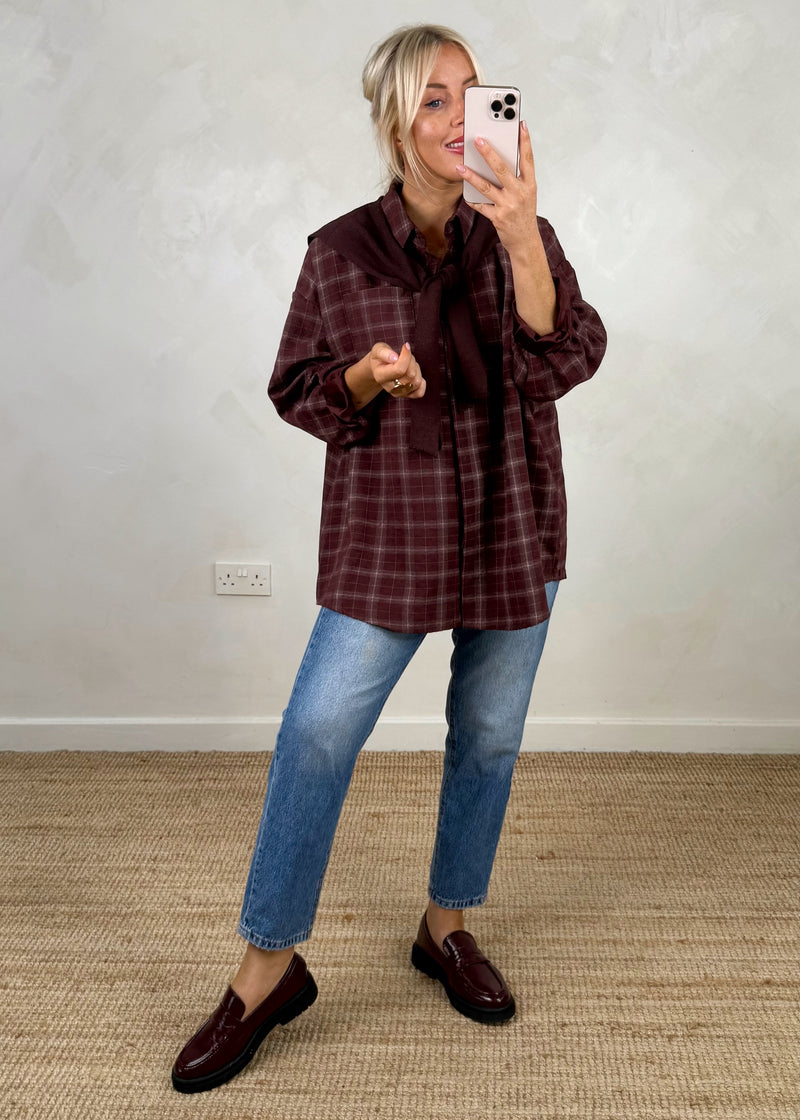 Windsor double shirt knit - damson plaid-The Style Attic