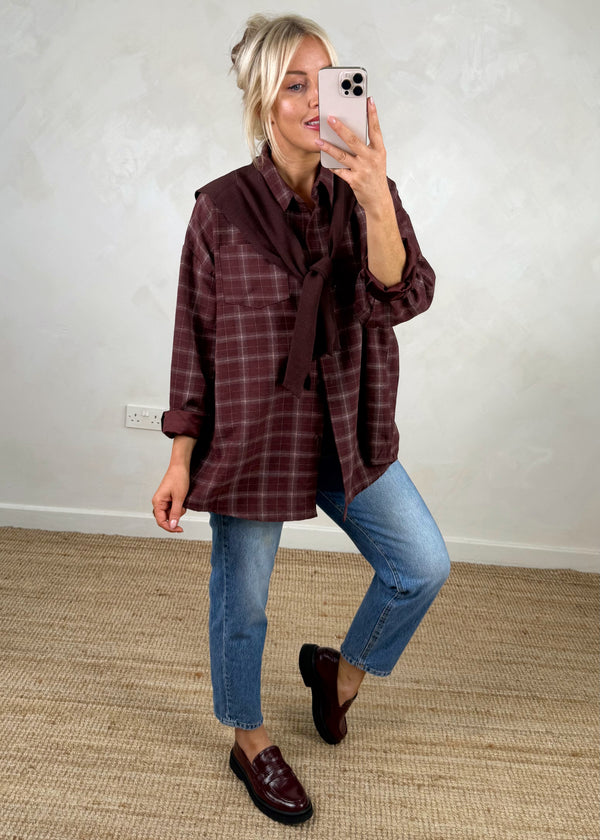 Windsor double shirt knit - damson plaid-The Style Attic