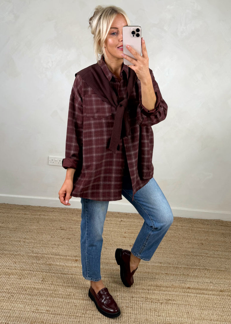Windsor double shirt knit - damson plaid-The Style Attic