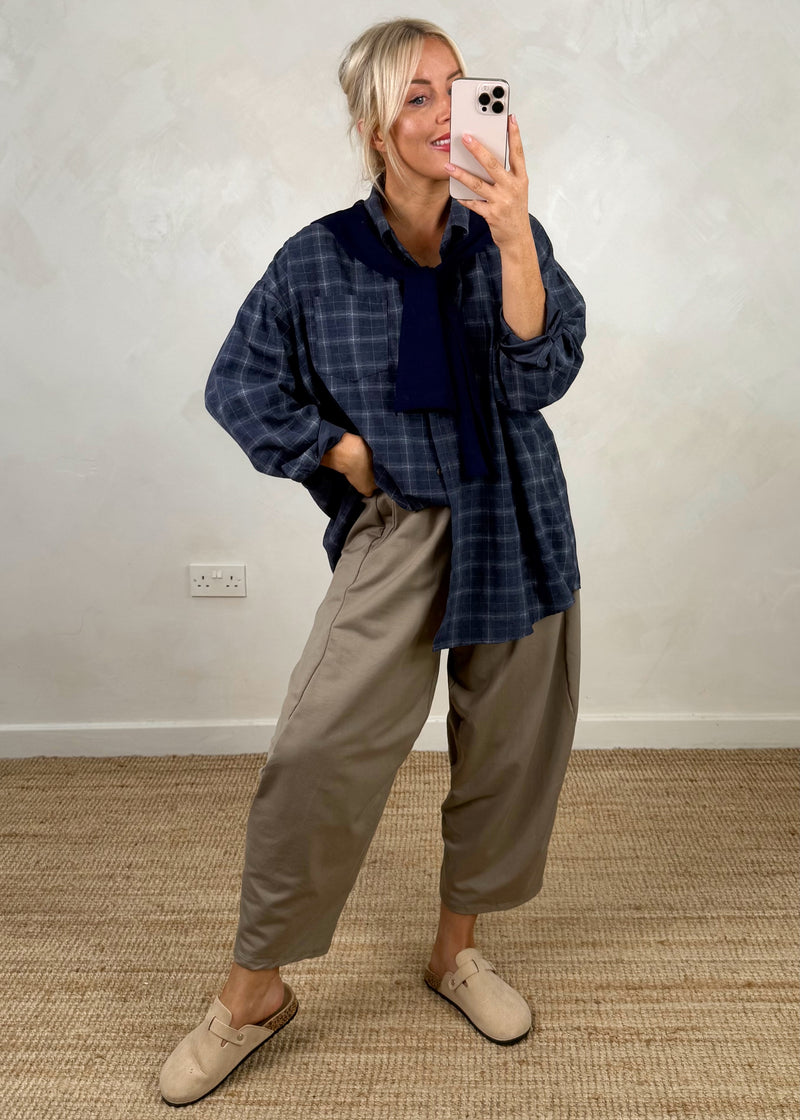Windsor double shirt knit - navy plaid-The Style Attic