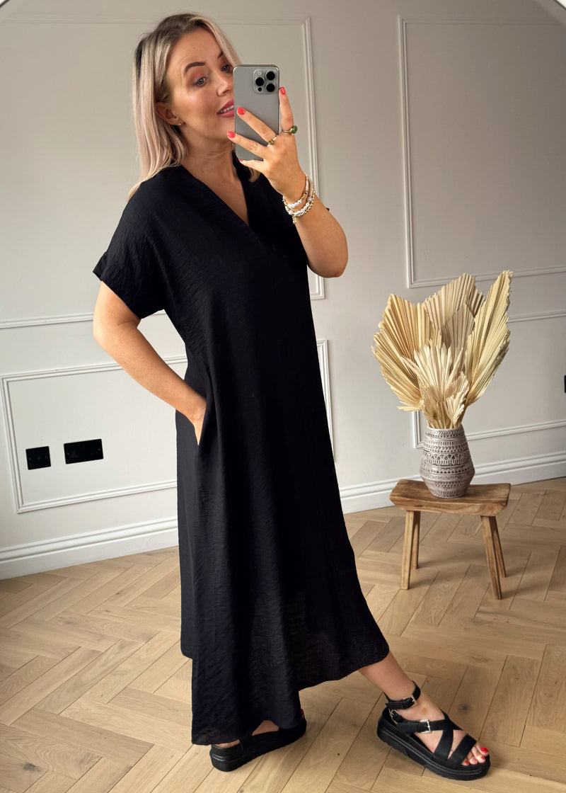 Winona pocket dress - black-The Style Attic