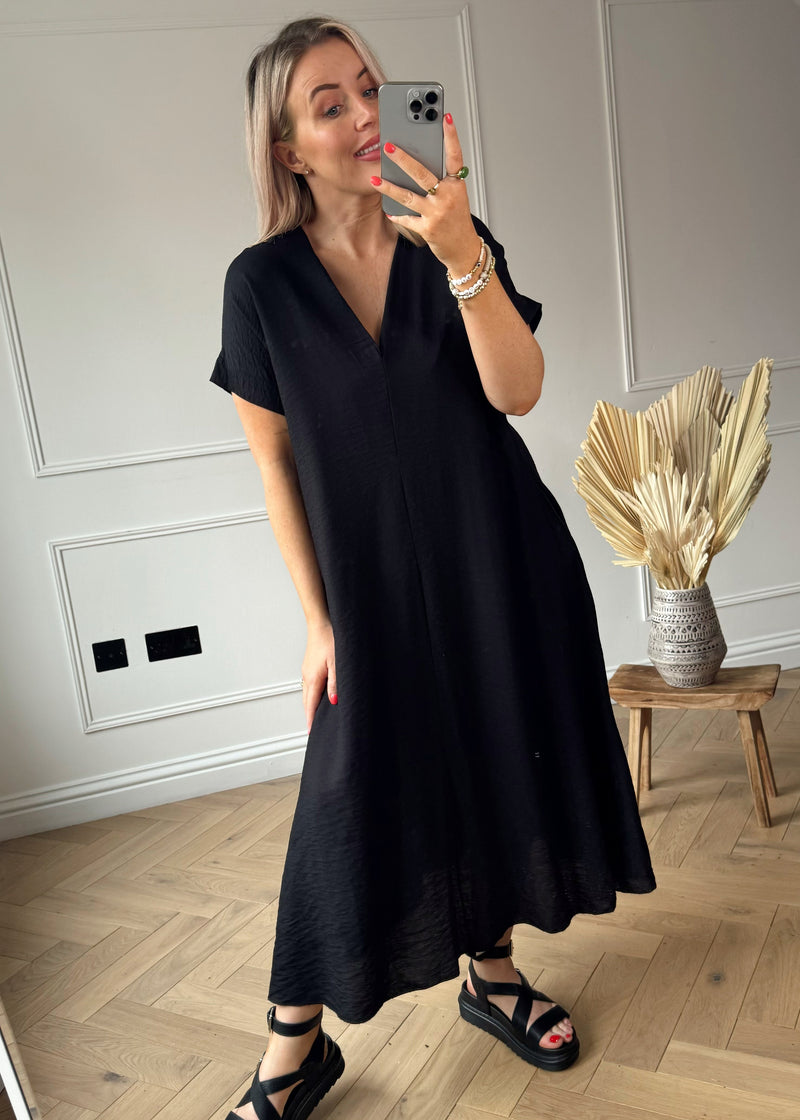 Winona pocket dress - black-The Style Attic