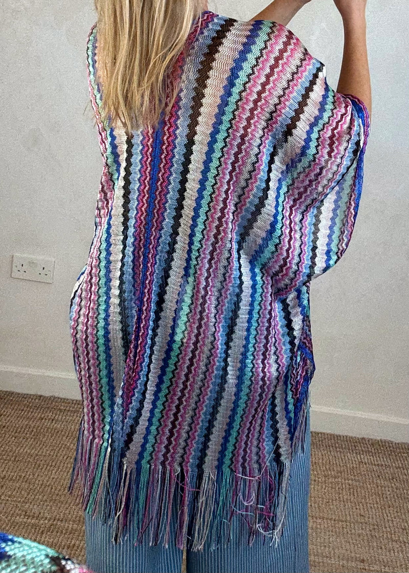 Woven throw on - blues-The Style Attic