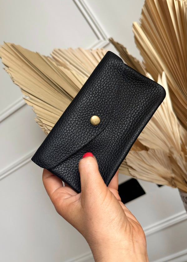 XL Leather coin purse - black-The Style Attic