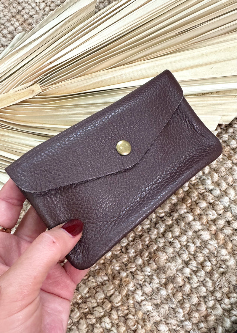 XL Leather coin purse chocolate – The Style Attic