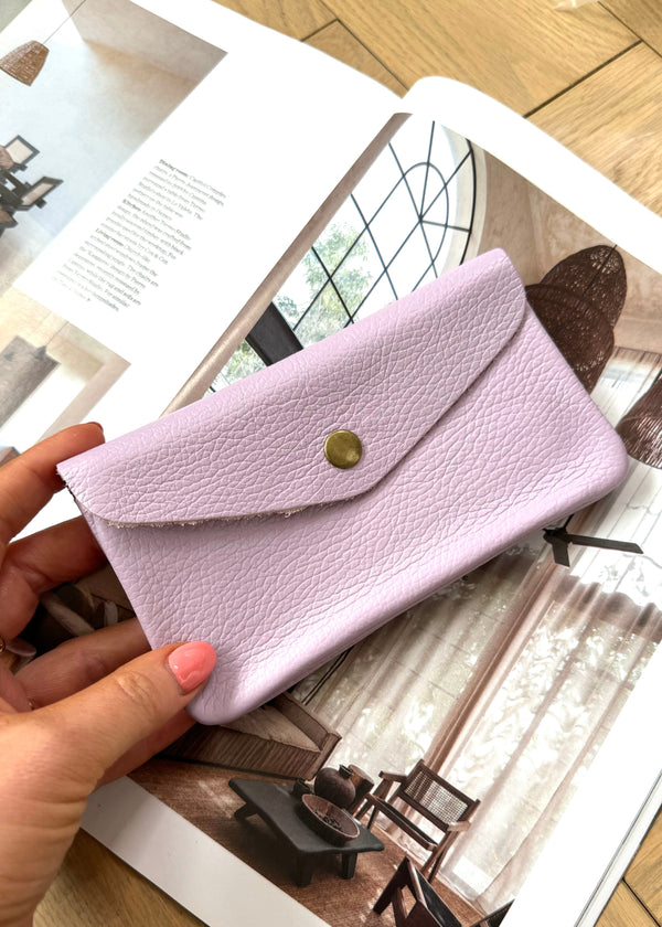 XL Leather coin purse - lilac-The Style Attic