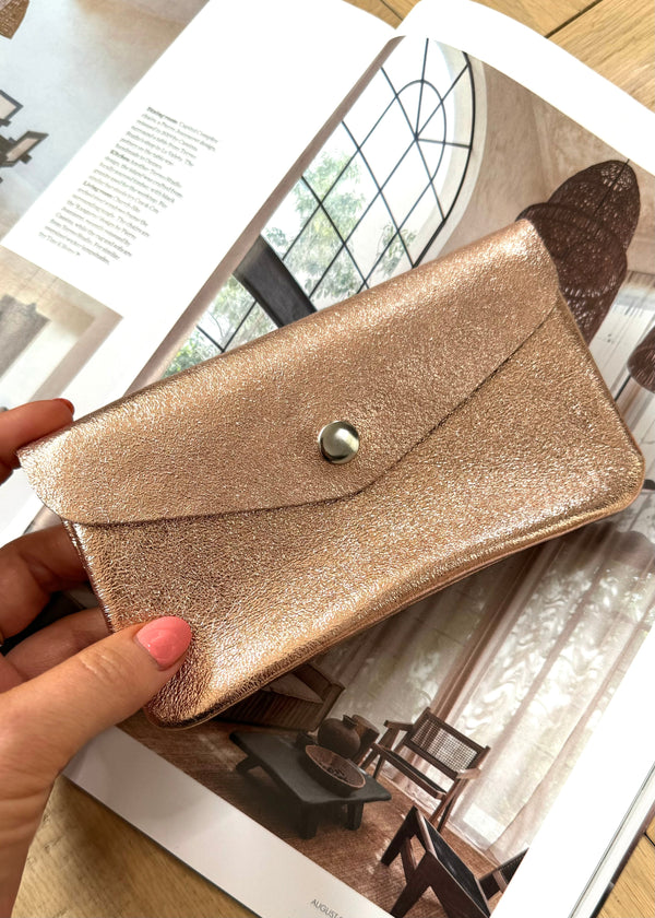 XL Leather coin purse - rose gold-The Style Attic