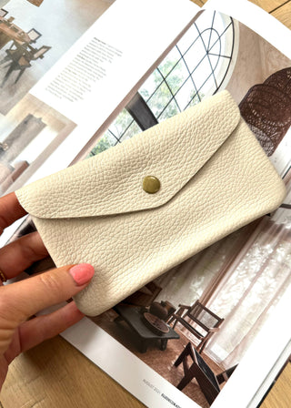 XL Leather coin purse - stone-The Style Attic