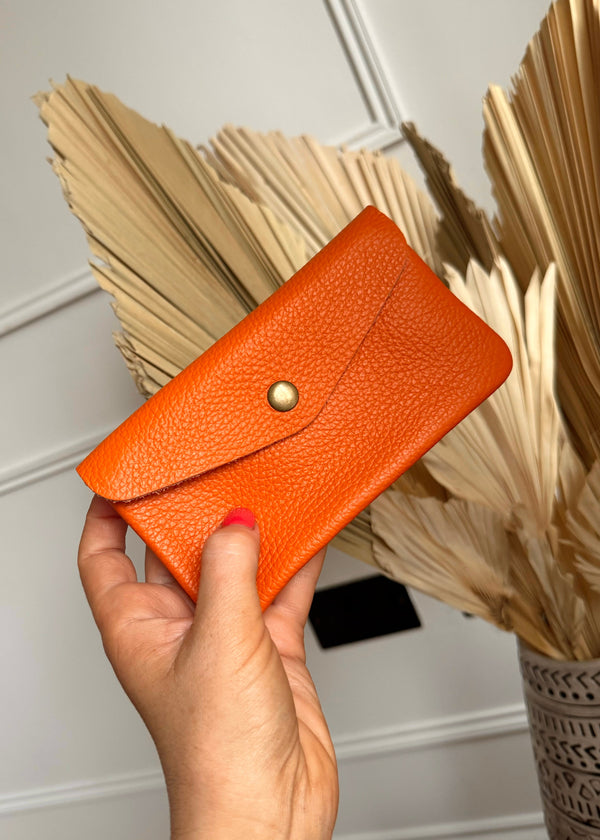 XL Leather coin purse - tangerine-The Style Attic