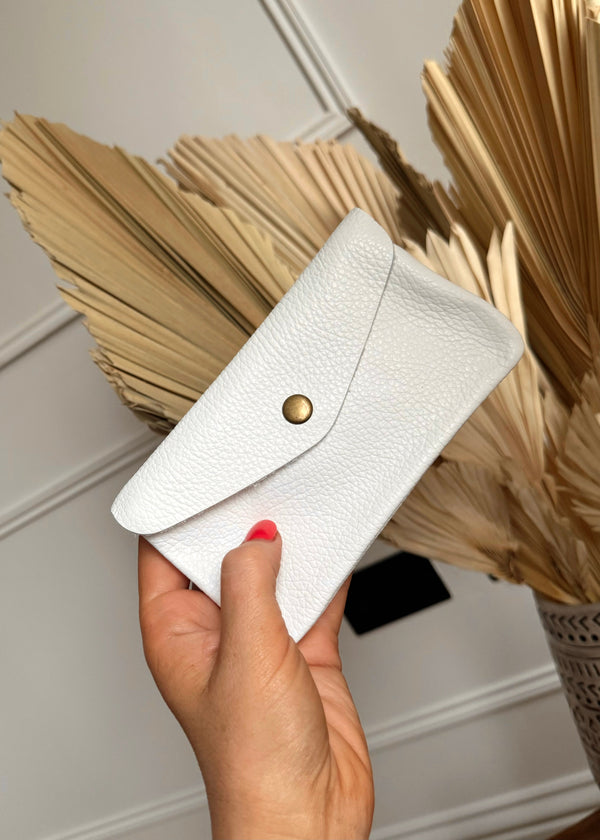XL Leather coin purse - white-The Style Attic