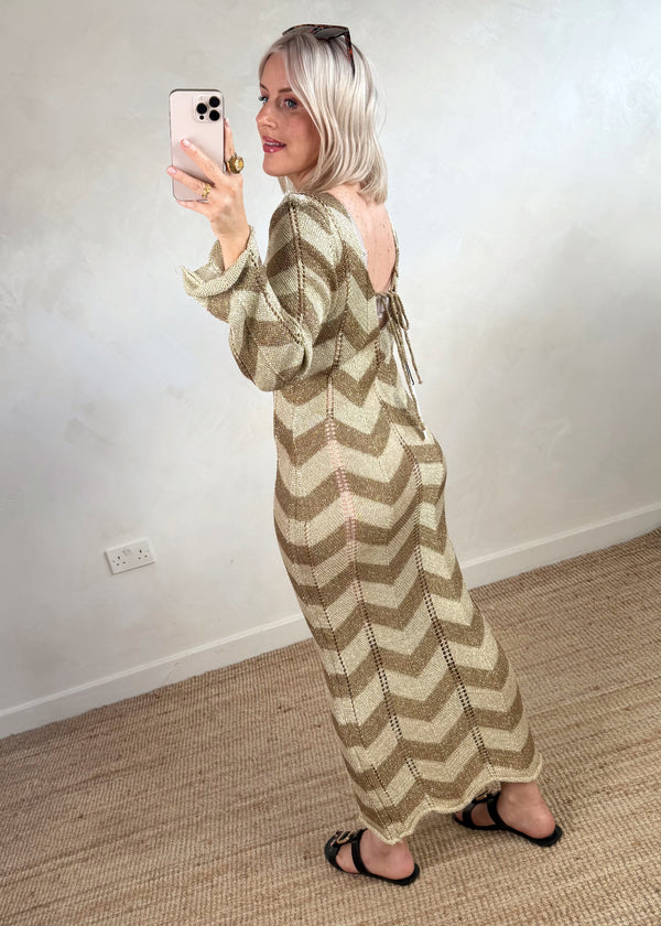 Zigzag maxi - gold-The Style Attic