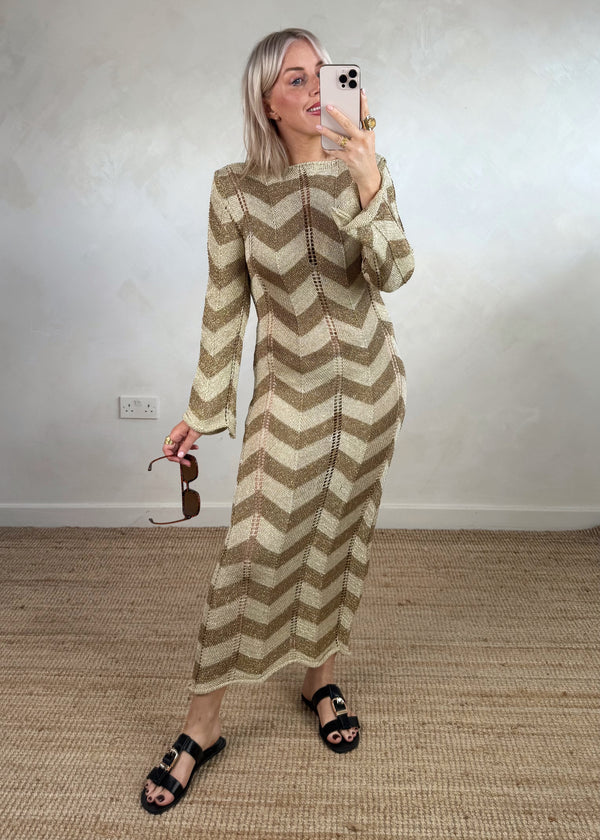 Zigzag maxi - gold-The Style Attic
