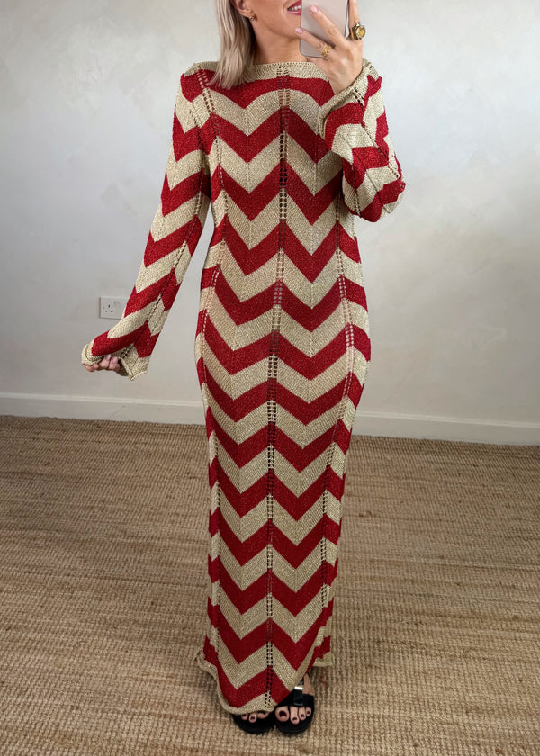 Zigzag maxi - red-The Style Attic