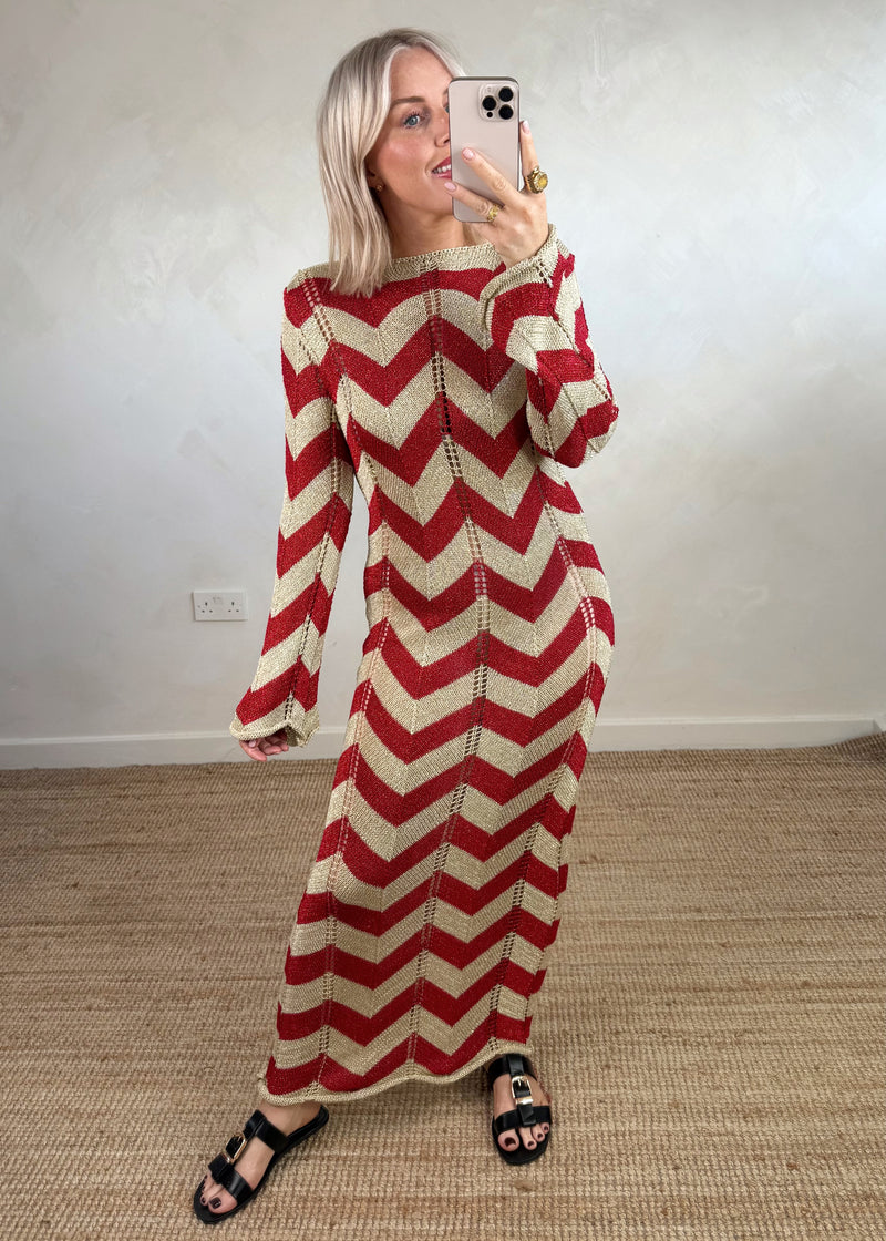 Zigzag maxi - red-The Style Attic