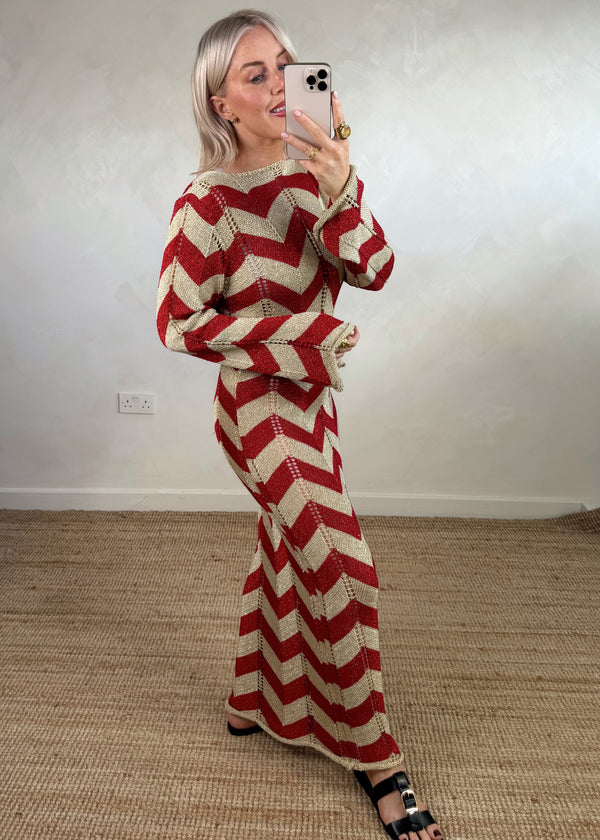 Zigzag maxi - red-The Style Attic