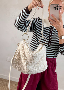 Zoe Borg & leather bag - cream-The Style Attic
