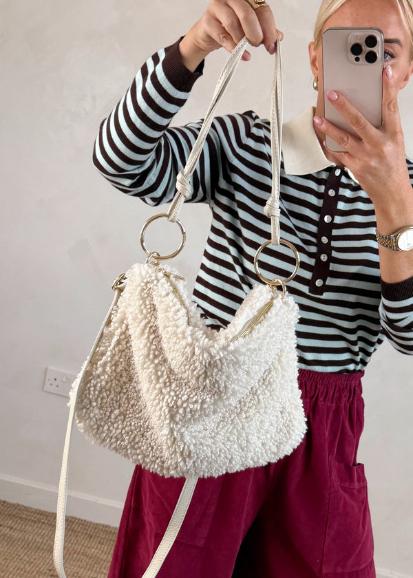 Zoe Borg & leather bag - cream-The Style Attic