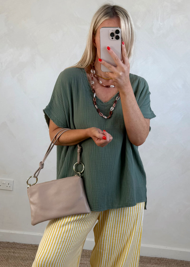 Zoe leather bag - nude-The Style Attic