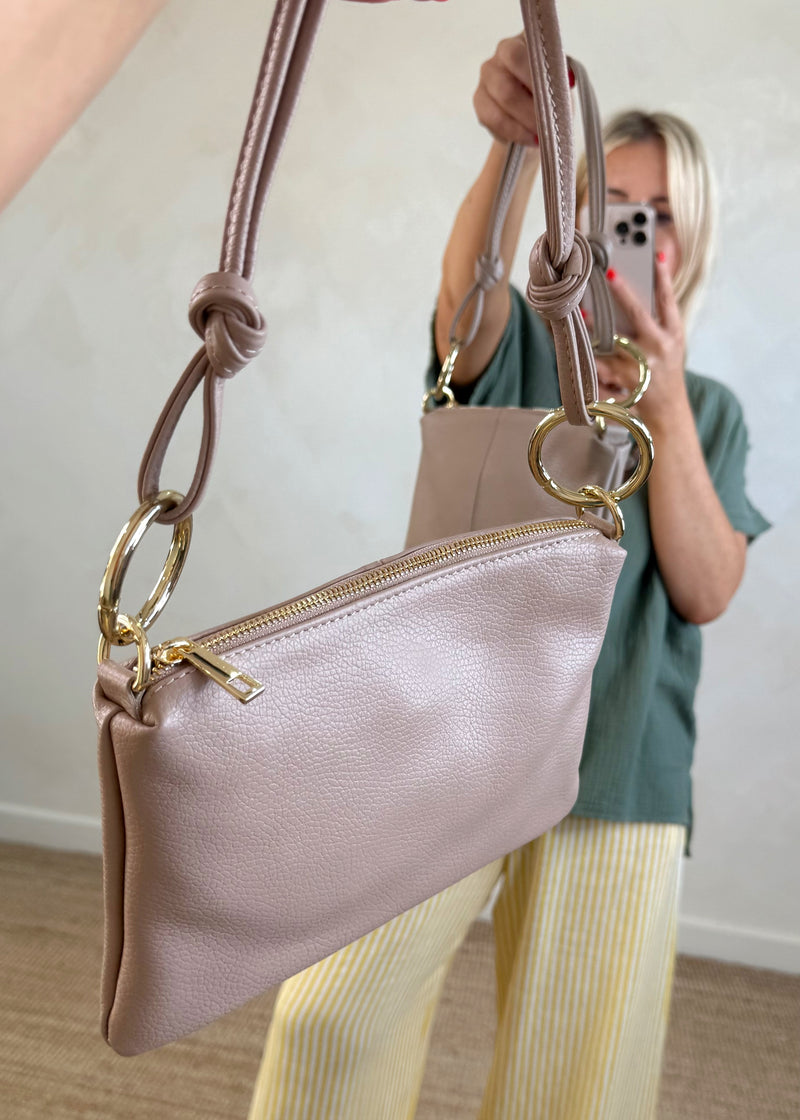 Zoe leather bag - nude-The Style Attic
