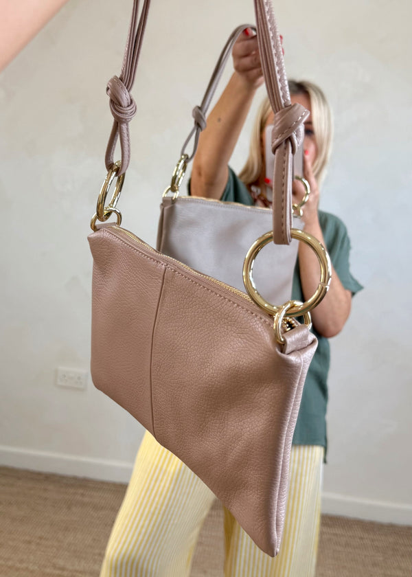 Zoe leather bag - nude-The Style Attic
