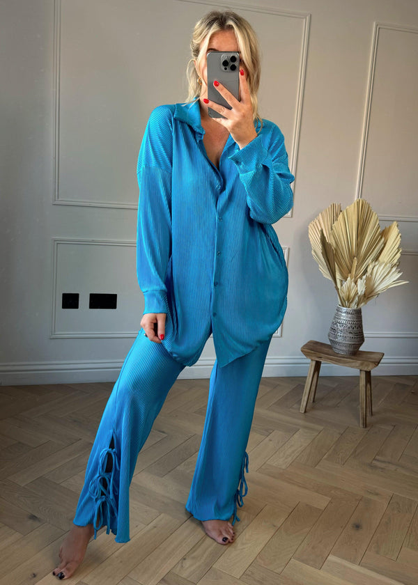 bodhi plisse co-ord - cerulean-The Style Attic