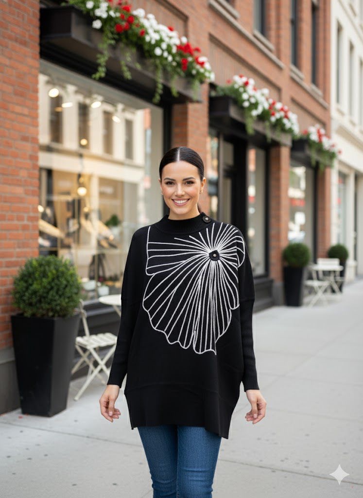 Flora Embroidered knit - black