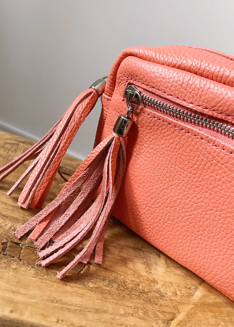 Leather Camera bag - Coral
