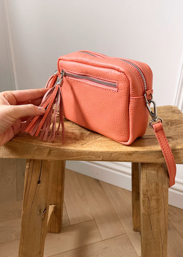 Leather Camera bag - Coral