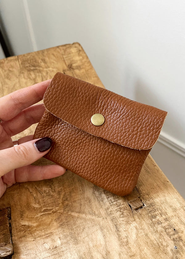 Effie Leather coin purse - dark Tan-The Style Attic