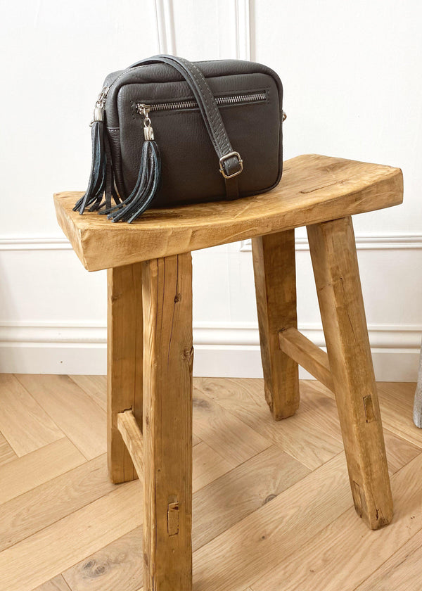 Leather Camera bag - Charcoal-The Style Attic
