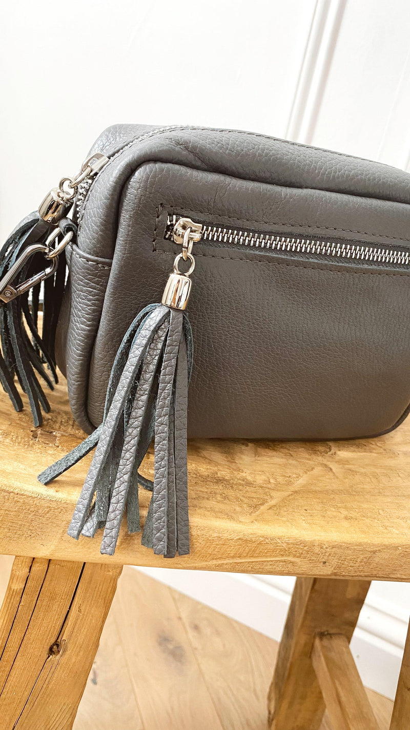 Leather Camera bag - Charcoal-The Style Attic